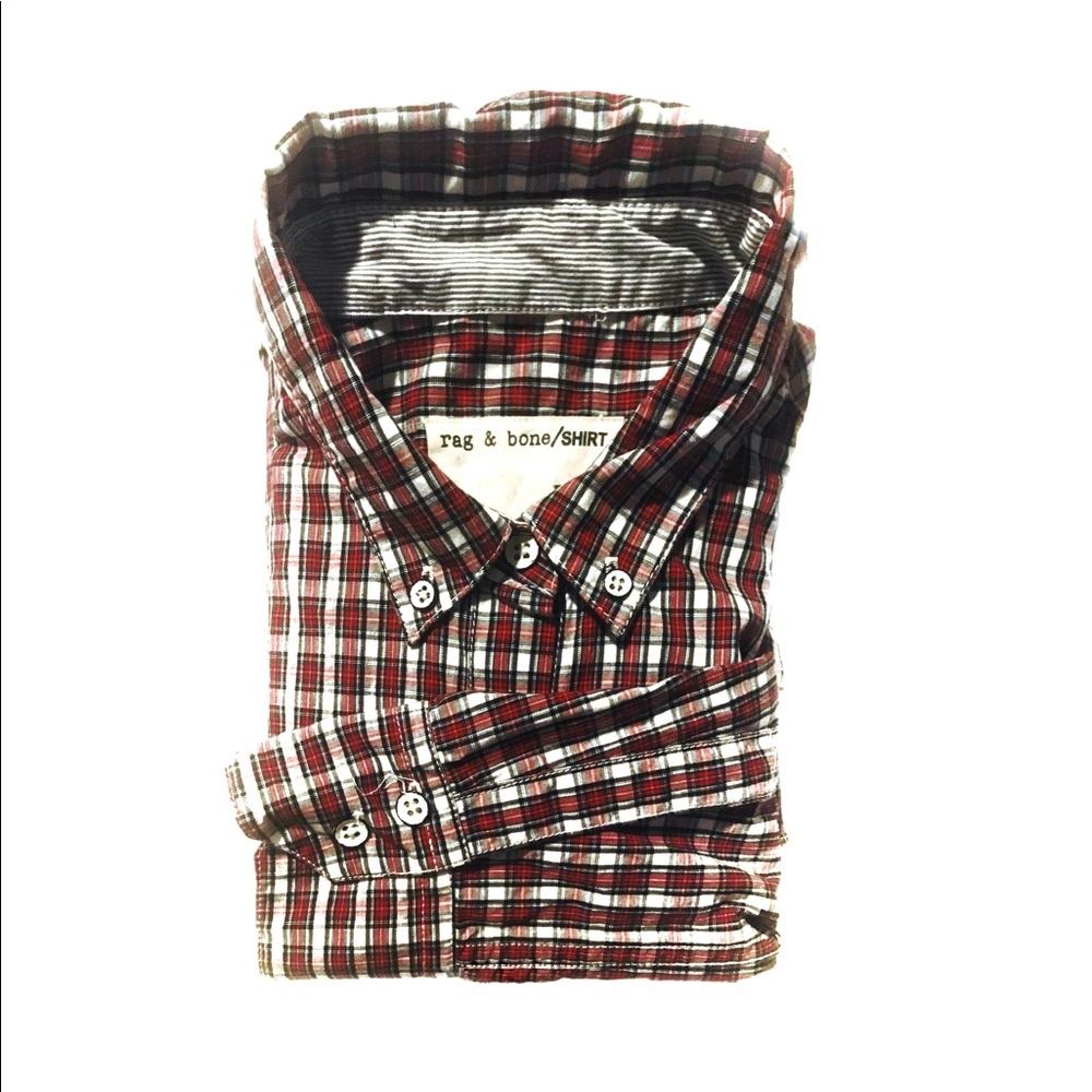Rag and Bone Plaid Oxford XS *missing a button*